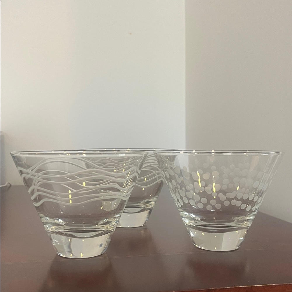 Set of 3 Patterned Cocktail Glasses